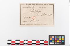 Etiketten zu Eisenärmchenbeil (NHMW-PRAE-023829)